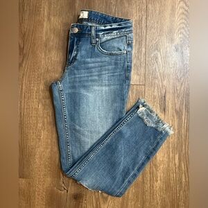 Free People Skinny Jeans with Frayed Bottom